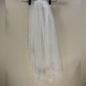 36” Fingertip length pearls, rhinestones Wedding Veil